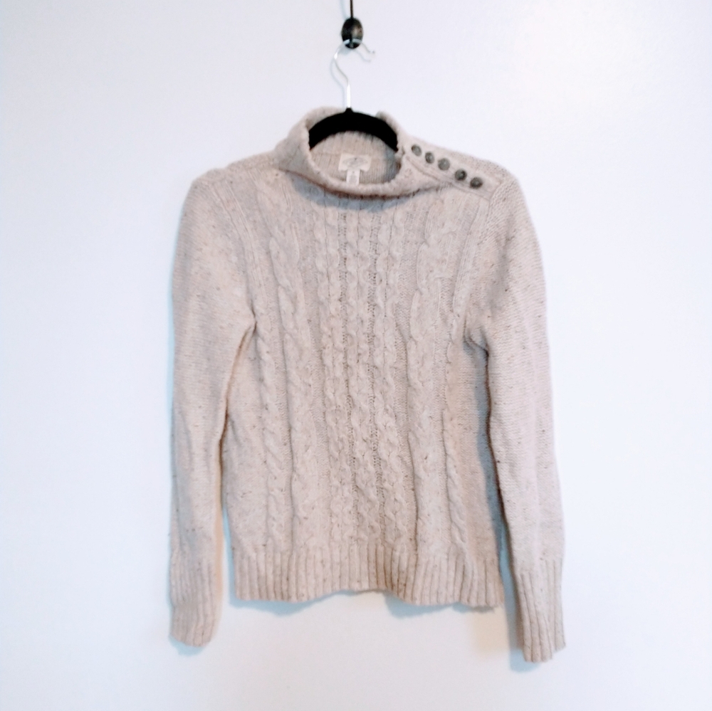 St John's Bay grey cable knit sweater with button neck detail size medium